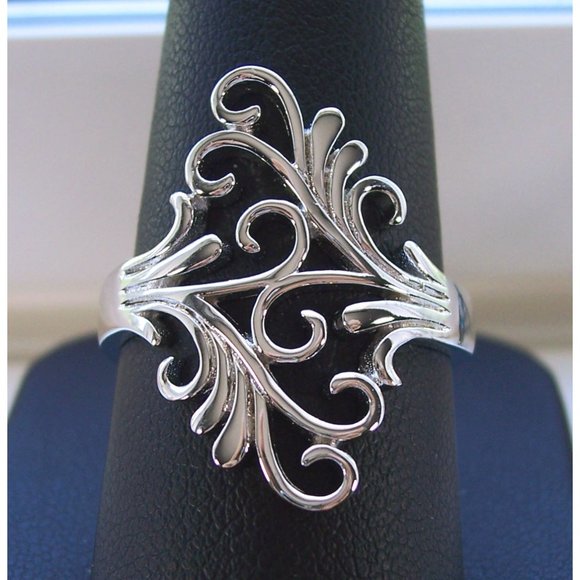 925 STERLING SILVER Unique Swirls Statement Ring - Picture 2 of 16
